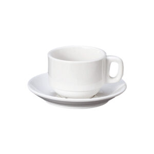 Set de taza para espresso de 120 ml, con plato de 12.7 cm de diámetro, de porcelana, PRINZ (a)
