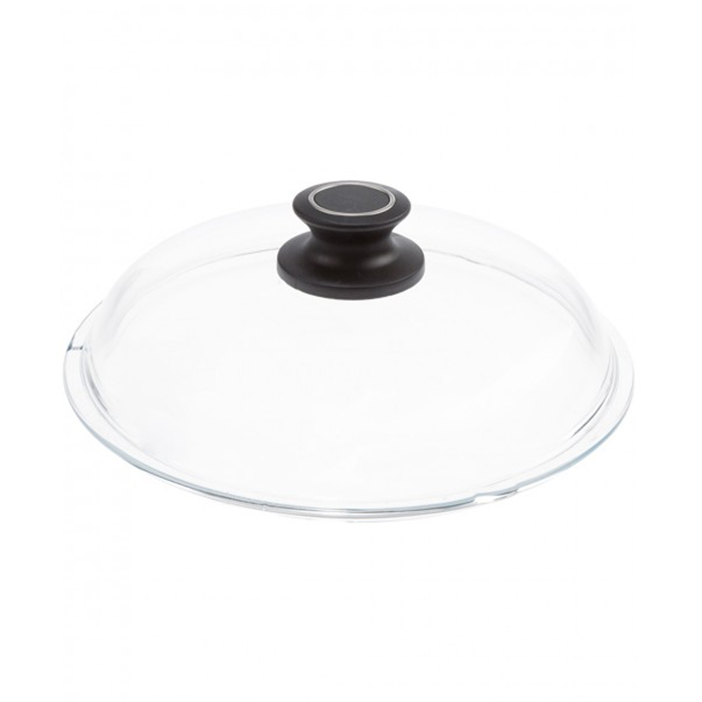 tapa de vidrio con perilla negra d28 cm amt