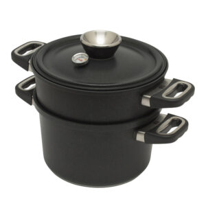 olla para coccion sin agua con inserto vaporizador tapa y termómetro d24 h14 cm amt