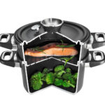 olla para coccion sin agua con inserto vaporizador tapa y termómetro d24 h14 cm amt