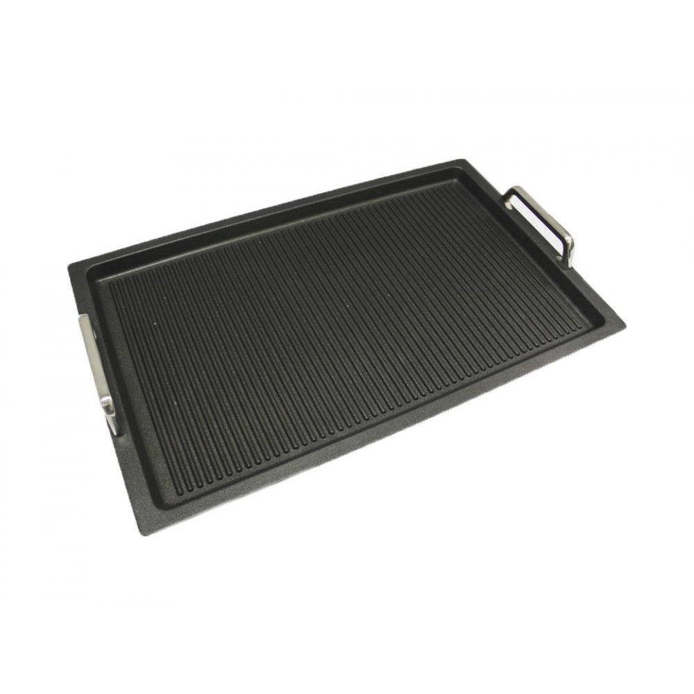 plancha con asas y superficie grill 53x33x2 cm amt