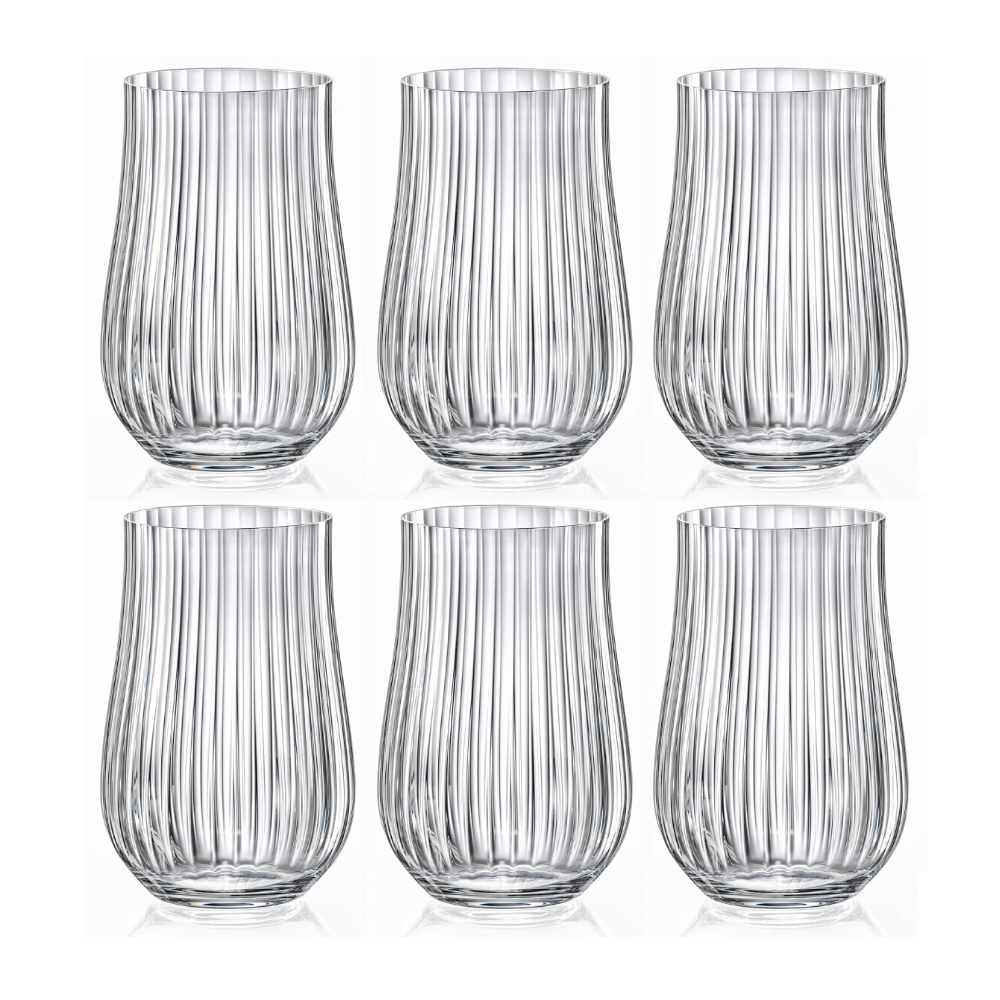 Juego de 6 vasos tumbler highball, de 450 ml, ”TULIPA OPTIC”, Crystalex