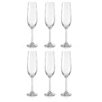 Juego de 6 copas para champagne, de 190 ml, ”VIOLA”, Crystalex