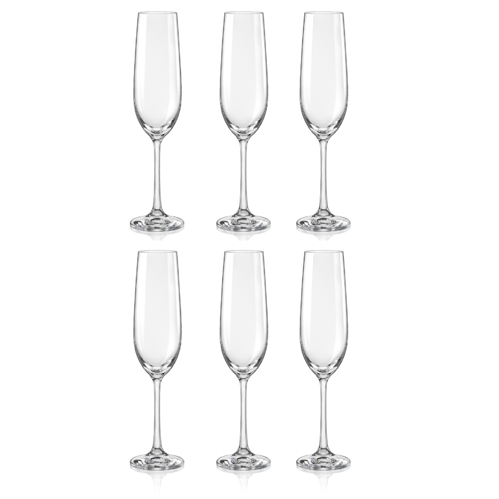 Juego de 6 copas para champagne, de 190 ml, ”VIOLA”, Crystalex