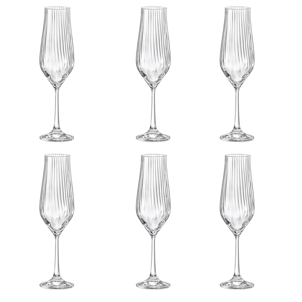 Juego de 6 flautas para champagne 170 ml ”tulipa optic”