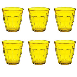 Juego de 6 vasos 25 cl amarillo h9 d8.7 cm picardie, DURALEX