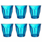 Juego de 6 vasos 25 cl azul h9 d8.7 cm picardie, DURALEX