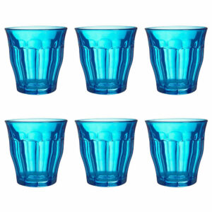 Juego de 6 vasos 25 cl azul h9 d8.7 cm picardie, DURALEX