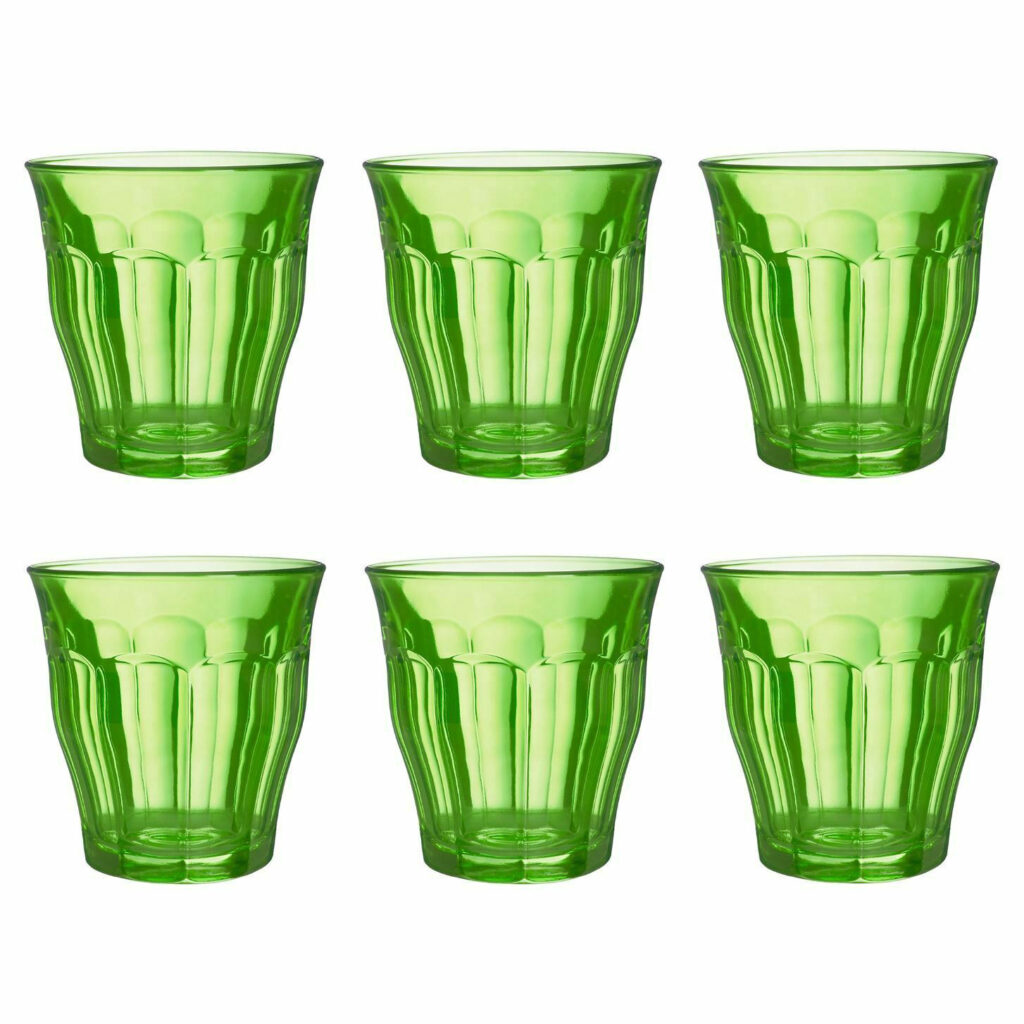 Juego de 6 vasos 25 cl verde h9 d 8.7 cm picardie, DURALEX
