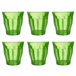 Juego de 6 vasos 25 cl verde h9 d 8.7 cm picardie, DURALEX