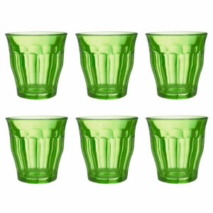 Juego de 6 vasos 25 cl verde h9 d 8.7 cm picardie, DURALEX