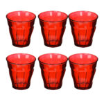 Juego de 6 vasos 25 cl rojo h9 d8.7 cm picardie , DURALEX