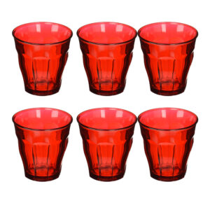 Juego de 6 vasos 25 cl rojo h9 d8.7 cm picardie , DURALEX