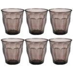 Juego de 6 vasos 25 cl gris h9 d8.7 cm picardie, DURALEX
