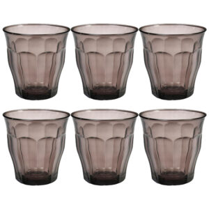Juego de 6 vasos 25 cl gris h9 d8.7 cm picardie, DURALEX