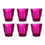 Juego de 6 vasos 25 cl violeta h9 d8.7 cm picardie, DURALEX