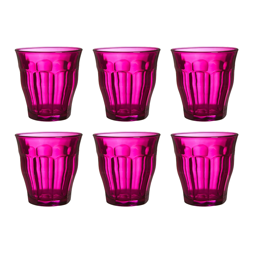Juego de 6 vasos 25 cl violeta h9 d8.7 cm picardie, DURALEX