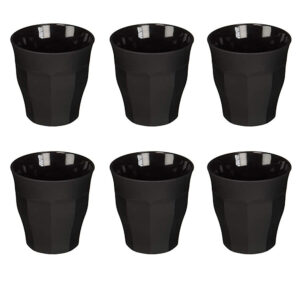 Juego de 6 vasos 25 cl negro soft touch h9 d8.7 cm picardie, DURALEX
