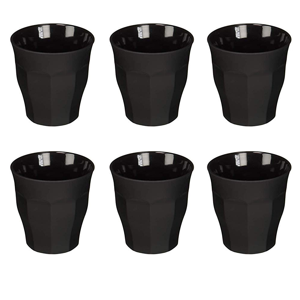 Juego de 6 vasos 25 cl negro soft touch h9 d8.7 cm picardie, DURALEX