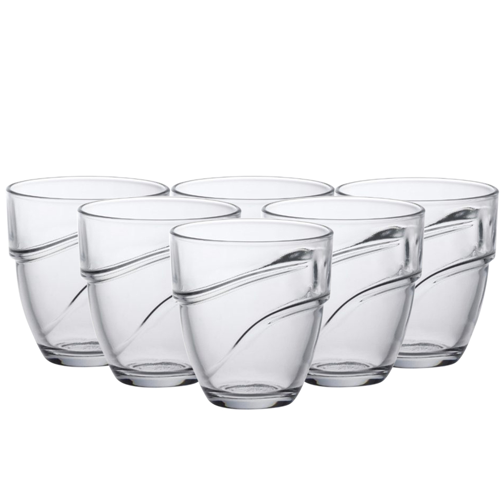 Juego de 6 vasos 16 cl d7 cm h7.5 cm b wave, DURALEX