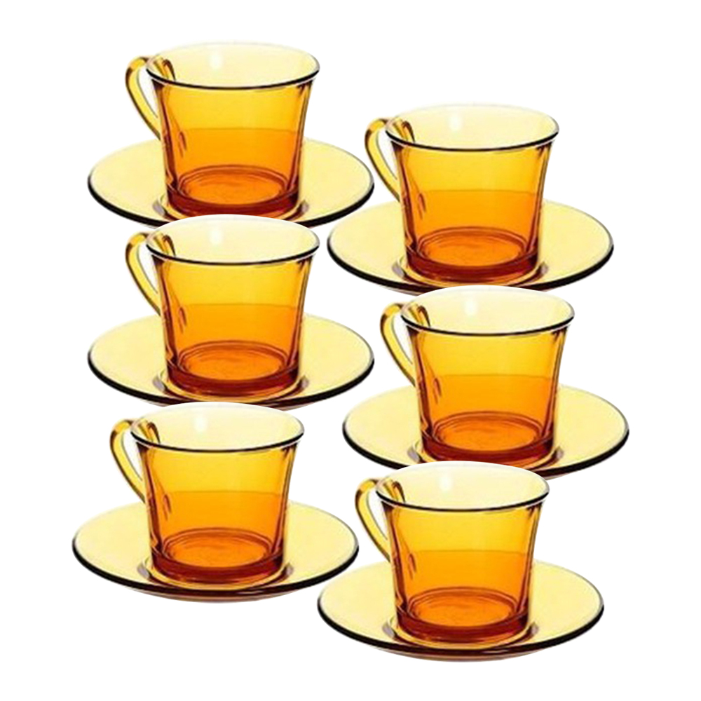 Juego de 6 tazas 18 cly 6 platos 13.5 cm b dx 2000 vermeil amber, DURALEX