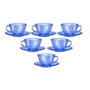 Juego de 6 tazas 18 cl y 6 platos 13.5 cm b beau rivage marine, DURALEX