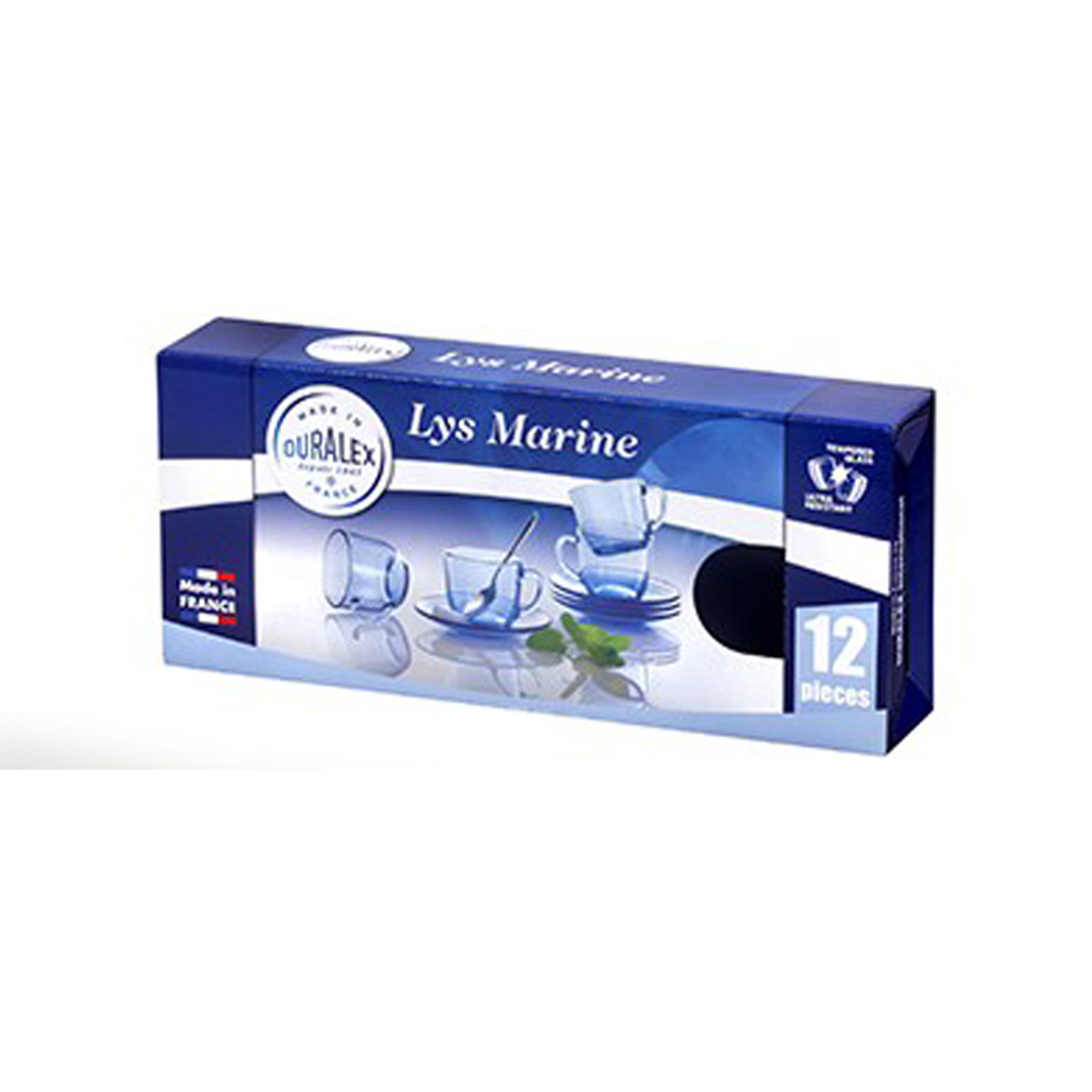 Juego de 6 tzas con plato 22 cl s lys marine, DURALEX