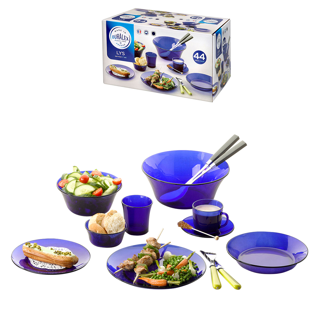 Juego de servicio para comida y café 44 pzs s lys saphir, DURALEX