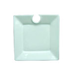 Platón cuadrado 8” con orificio, de porcelana, PRINZ