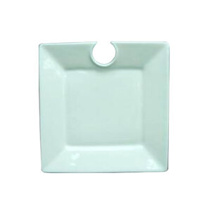 Platón cuadrado 8'' con orificio, de porcelana, PRINZ