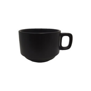 Taza para café jumbo de 390 ml, color negro mate, de porcelana, PRINZ