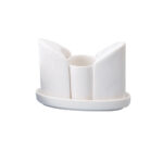 Juego de salero, Pimientero y palillero con bandeja de 13 cm, de porcelana, PRINZ