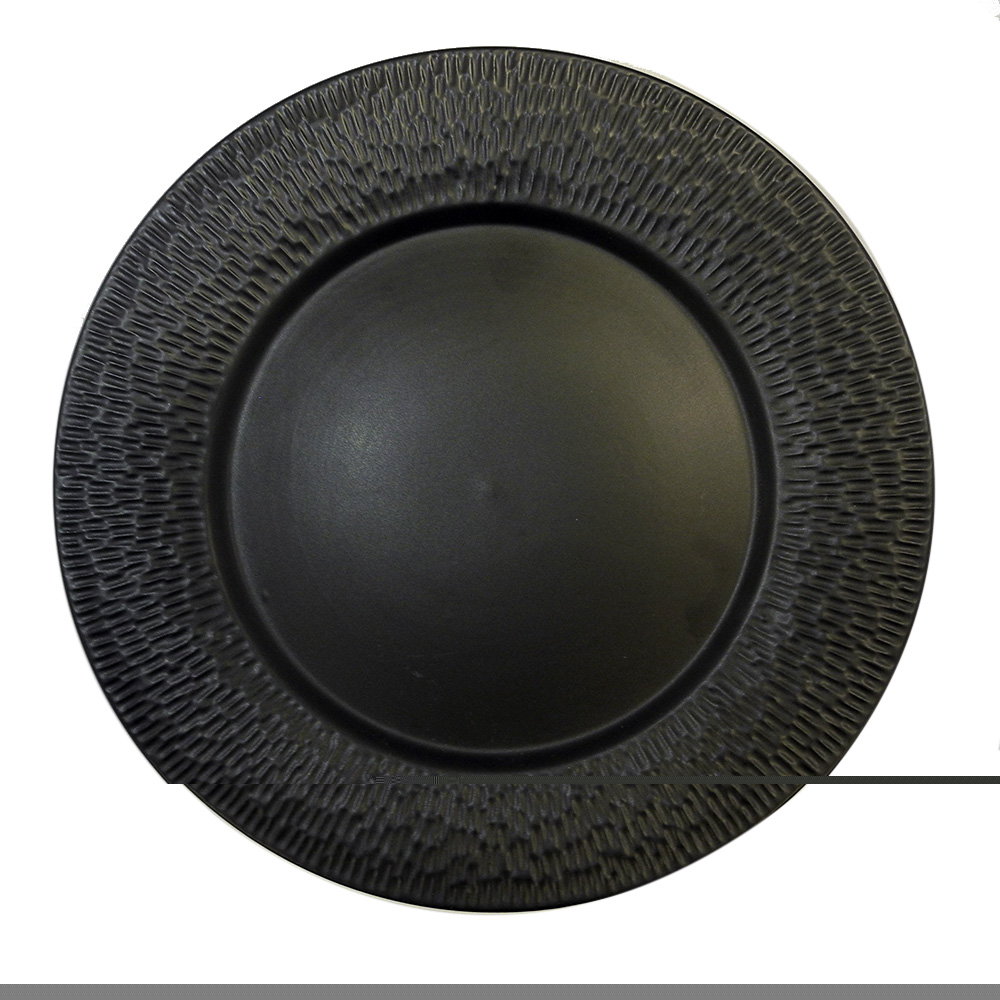 Plato con borde mate negro, de 26 cm de diámetro, de porcelana, PRINZ