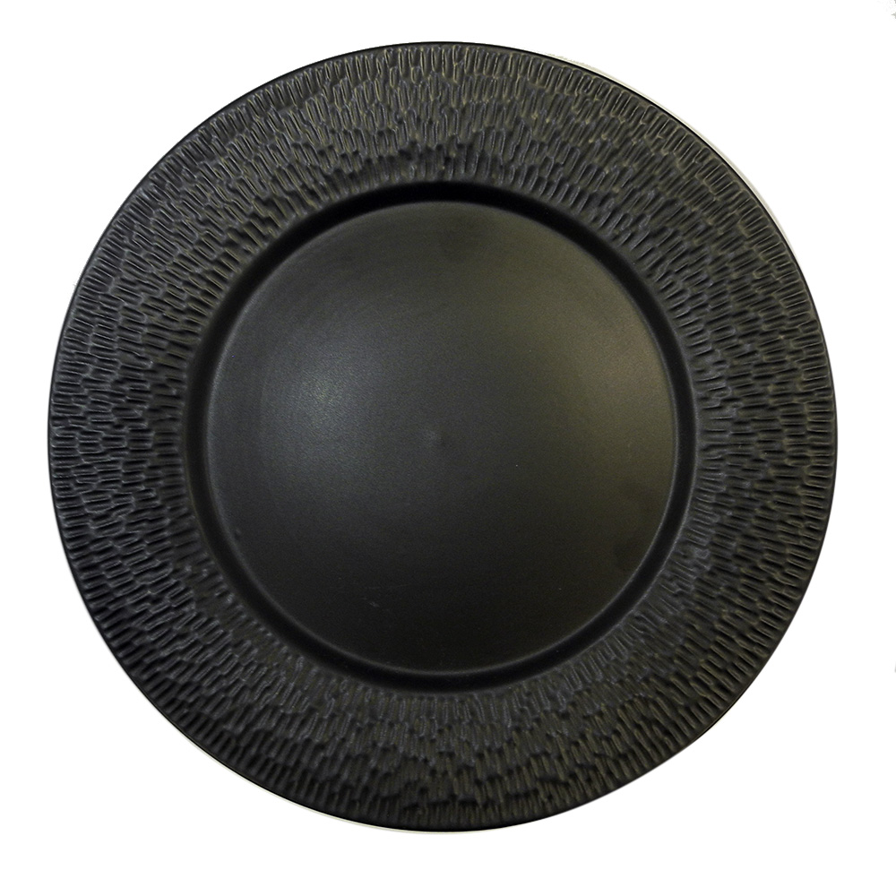 Plato con borde mate negro, de 21 cm de diámetro, de porcelana, PRINZ