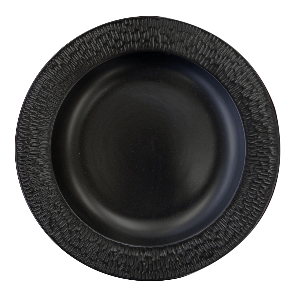 Plato hondo con borde mate negro 22.2 cm de diámetro, de porcelana, PRINZ