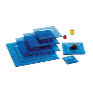 plato cuadrado 20 cm vidrio azul