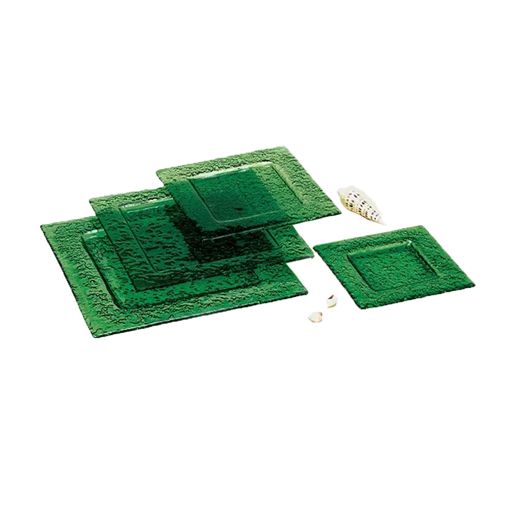 plato cuadrado 20 cm vidrio verde