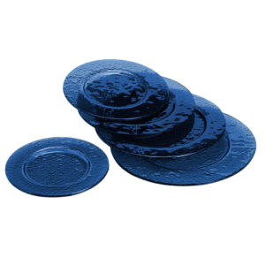 plato redondo 20 cm vidrio azul