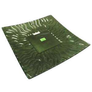 plato cuadrado 37x37 cm vidrio verde