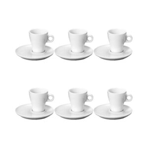 Juego de 6 tazas para café de 220 ml con 6 platos de 15 cm, de porcelana, PRINZ