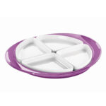 charola con 4 botaneros de porcelana violeta