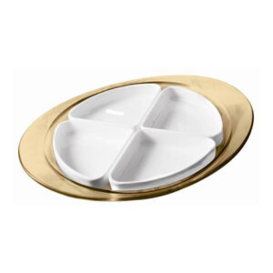 charola con 4 botaneros de porcelana 39.3 x 33 x h 3.8 cm ''feeling''