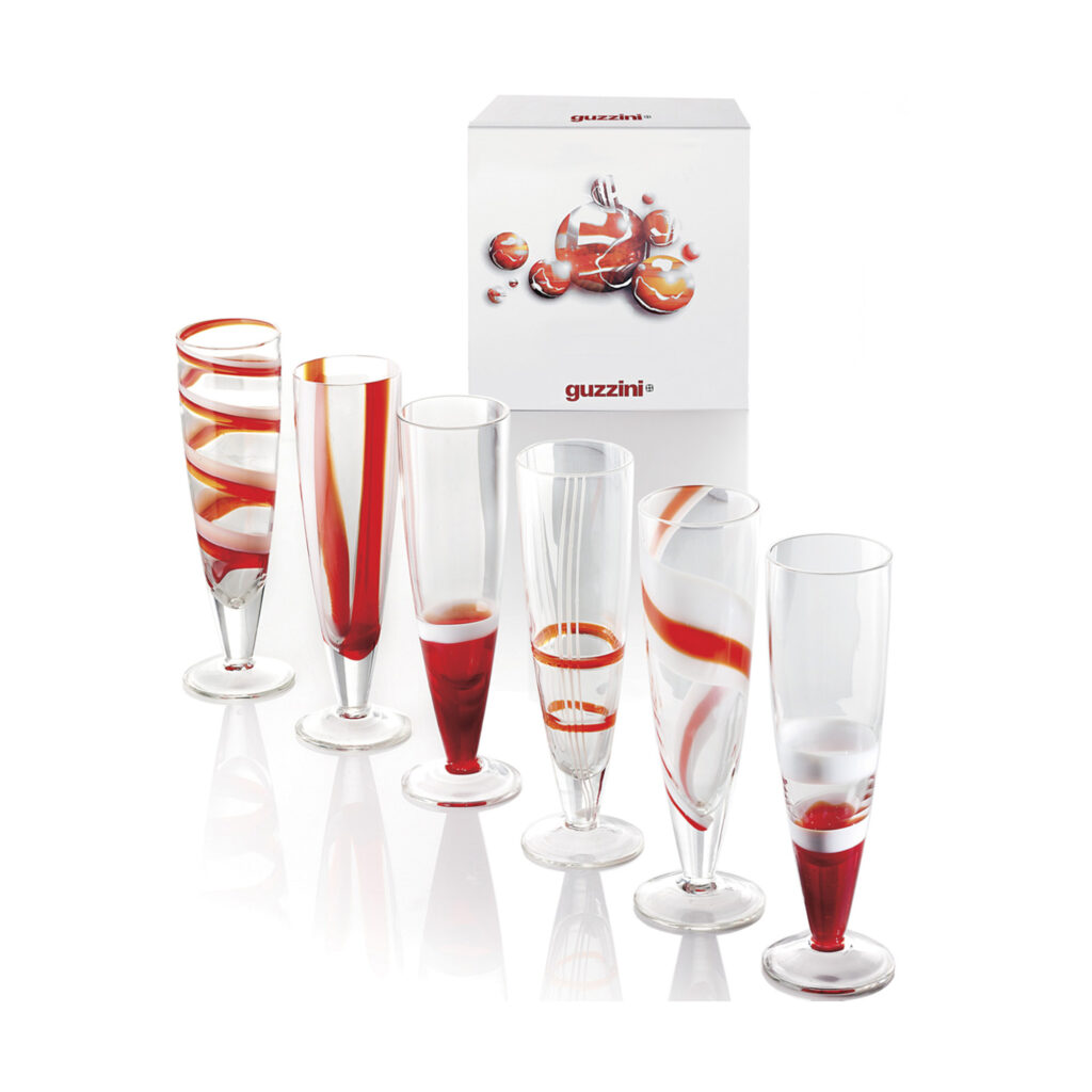 juego de 6 flautas para champagne 22 x 15 x h23 cm rojo