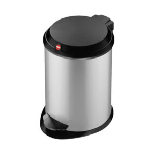 contenedor de residuos 4.0 l h26cm''t1.4''con pedal acero color plata tapa e interior en plastico negro