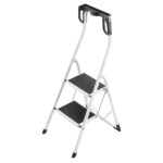 escalera plegable de dos peldaños blanco safety plus