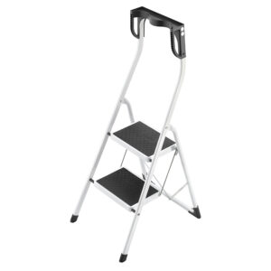 escalera plegable de dos peldaños blanco safety plus