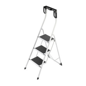 escalera plegable de tres peldaños blanco safety plus
