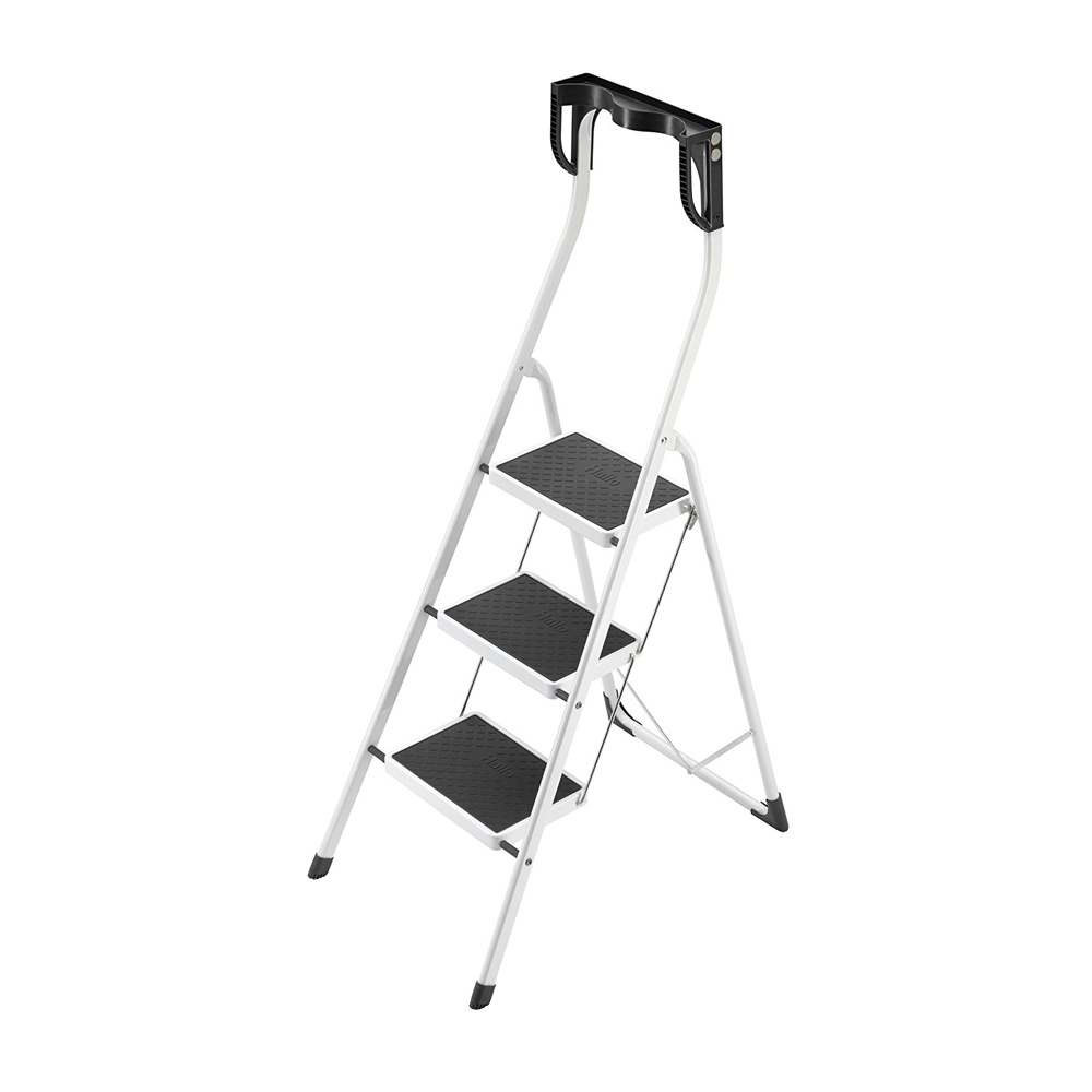 escalera plegable de tres peldaños blanco safety plus