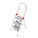 Escalera de peldaños plegable ”profi step” 3 plataformas de acero ancho, botones antideslizantes,