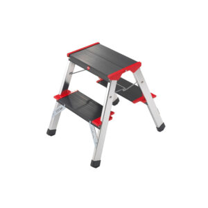 escalera plegable de dos peldaños de aluminio negro championsline l90 225